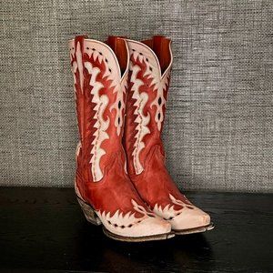 SOLD Dan Post Mae Red Leather Western Cowboy Boots 6.5 [Originally $270]